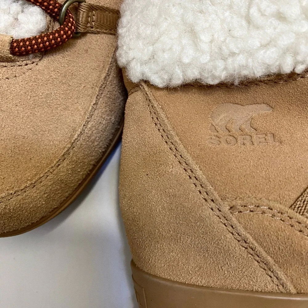 Sorel Evie Cozy Lace Boots in Tawny Buff Suede 9.5